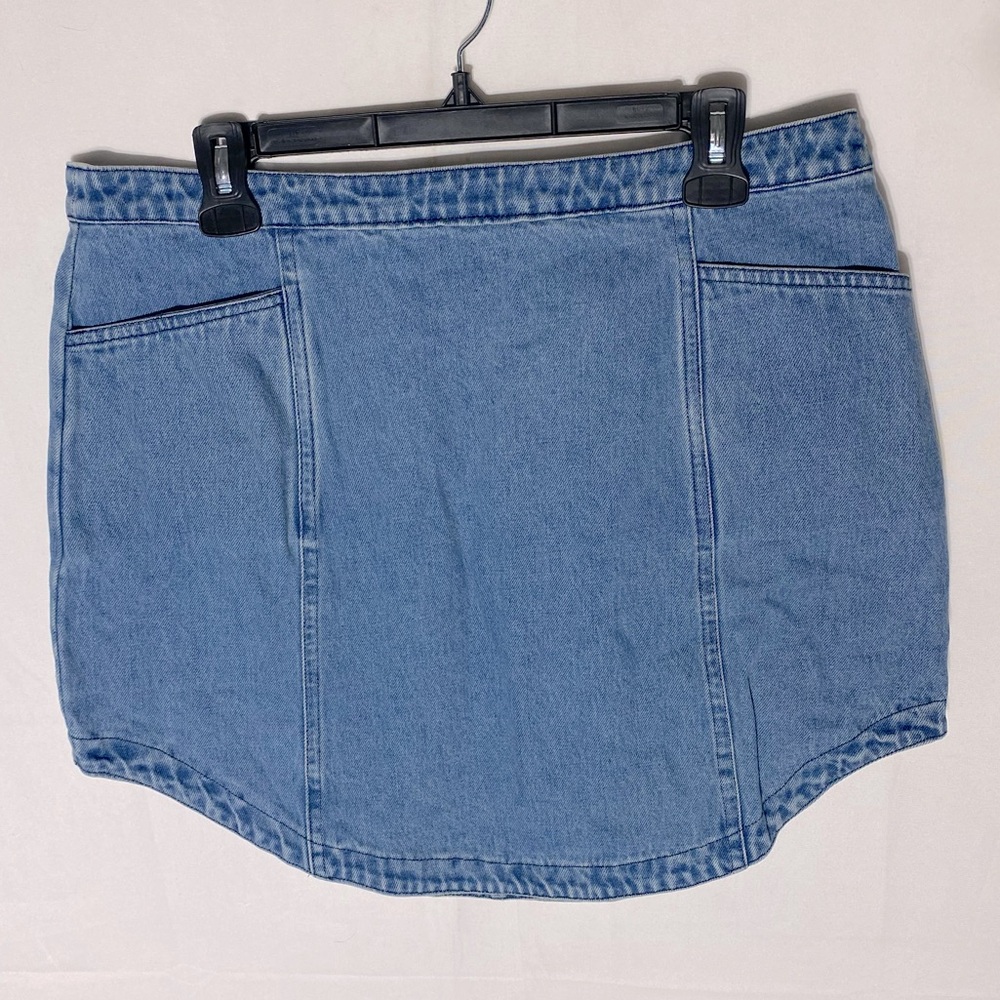Lulus Blue Denim Mini Skirt Jean Skirt XL Festival Stampede Cowgirl
